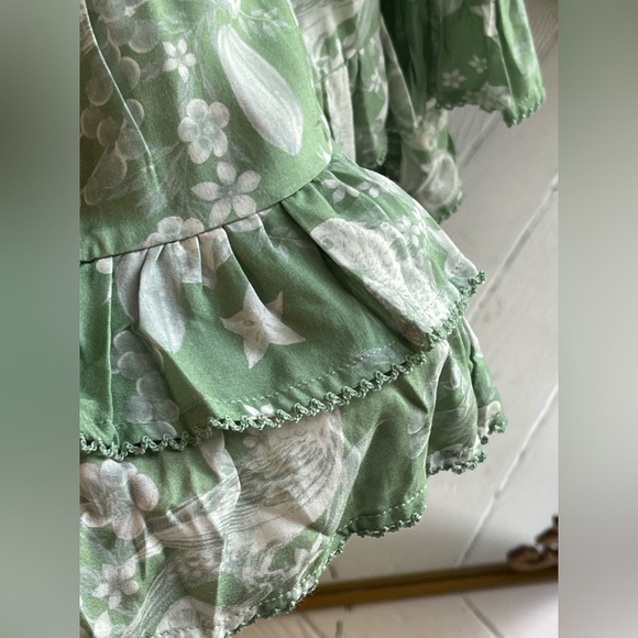 Agua Bendita Vestido Isadora Boho Chic Ruffled Bird Print Dress NWT $220 - Picture 5 of 13